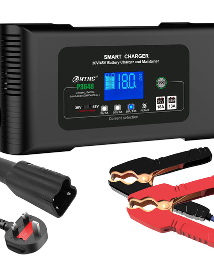Golf Cart Battery Charger, 36 Volt 18 AMP/48 Volt 13 Amp Trickle Charger for Yamaha G29 Drive & Drive 2 Golf Carts with 3-pin Leaf Plug, Lithium, LiFePO4, Lead-Acid AGM/Gel/SLA Smart Charger