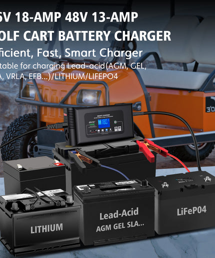 36 Volt Golf Cart Charger 18 Amp Smart Charger,48V Trickle Charger,36V/18Amp and 48V/13 Amp,Lithium,LiFePO4,Lead-Acid AGM/Gel/SLA.Battery Charger, for Yamaha G19-G22,Car, Boat