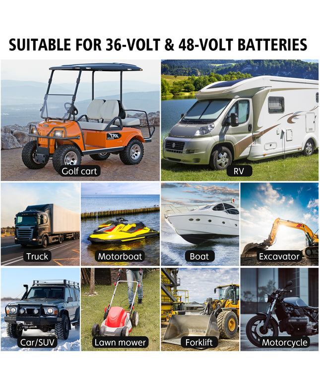 36 Volt Golf Cart Charger 18 Amp Smart Charger,48V Trickle Charger,36V/18Amp and 48V/13 Amp,Lithium,LiFePO4,Lead-Acid AGM/Gel/SLA.Battery Charger, for Yamaha G19-G22,Car, Boat