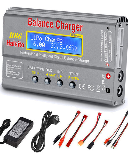 LiPo Battery Charger Discharger with Balance, 80W 6A RC Battery Charger for 1S-6S LiPo/Li-Fe/Li-ion 1S-15S NiMH/NiCD Batteries