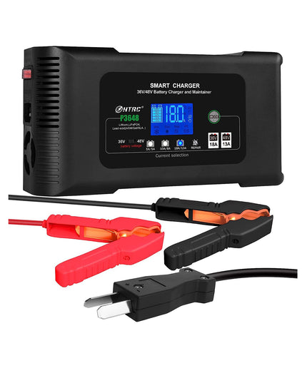 HTRC 36V 18-Amp and 48V 13-Amp Golf cart Charger , Car Battery Charger, Trickle Charger,Lithium,LiFePO4,Lead-Acid AGM/Gel/SLA..Battery Charger, for Club Car, EZGO & Yamaha with Crowfoot Plug