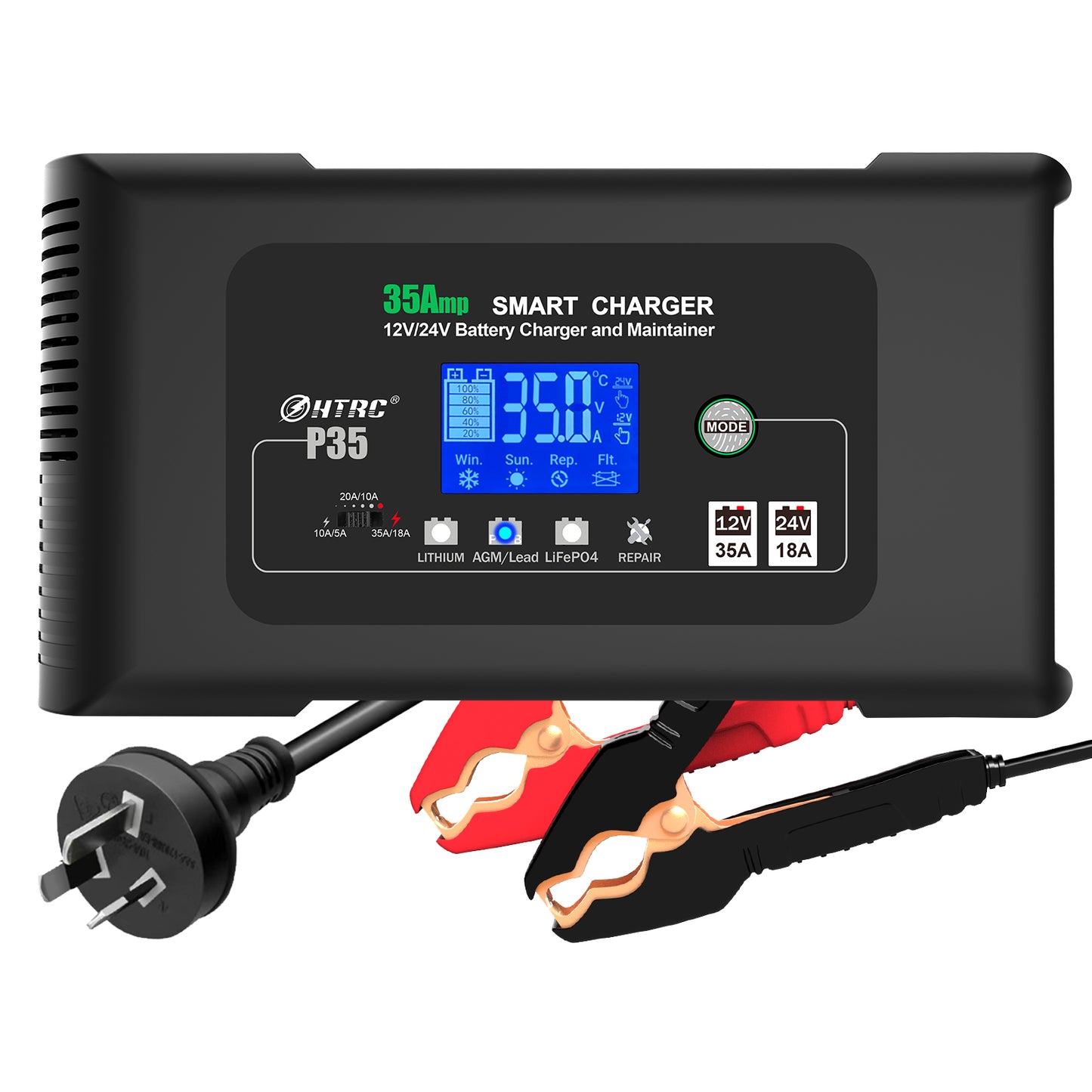 LiTime 12V 20A Lithium Battery Charger 14.6V LiFePO4 Battery Charger AC-DC  Smart Charger with Anderson Connector LED Indicator Special for Lithium