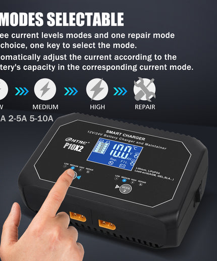 2-Bank Automatic Smart Charger, 12V/10A 24V/5A Dual Automotive Car Battery Charger with LED Display, Battery Maintainer, Float Charger, Trickle Charger for Lead-Acid, Lithium, LiFePo4 Battery